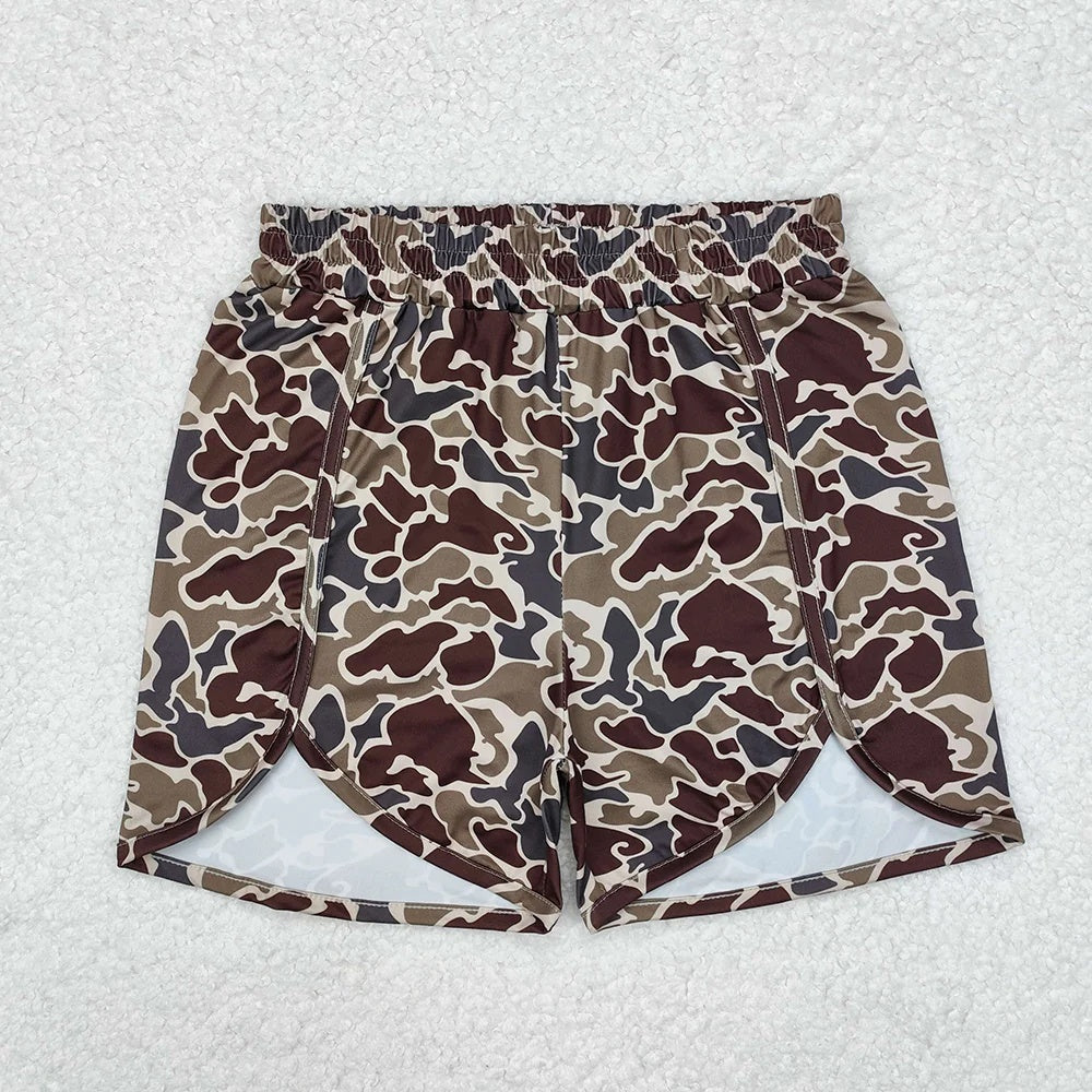 Women Camo Print Running Shorts - 5 Colors Elastic Waist Athletic Shorts with Pockets