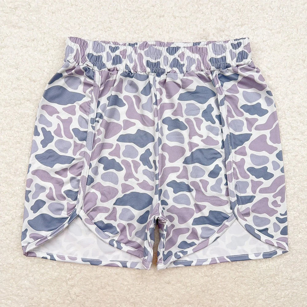 Women Camo Print Running Shorts - 5 Colors Elastic Waist Athletic Shorts with Pockets