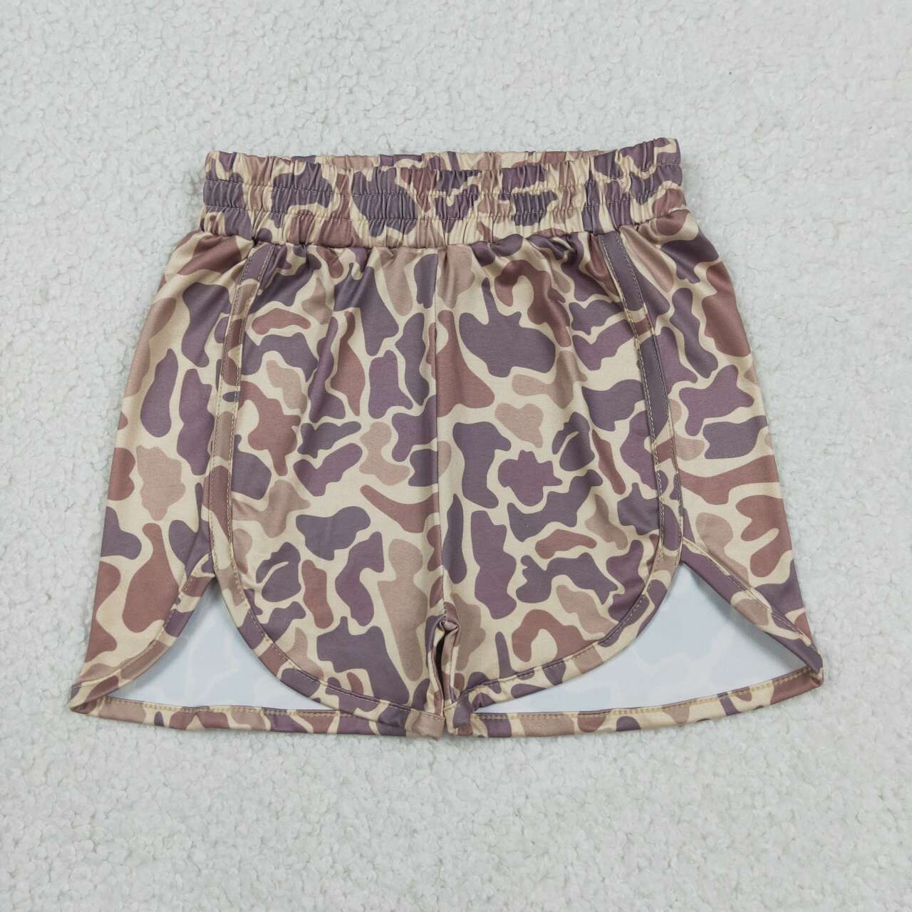 SS0373 Brown Camo Print Girls Bottom Shorts