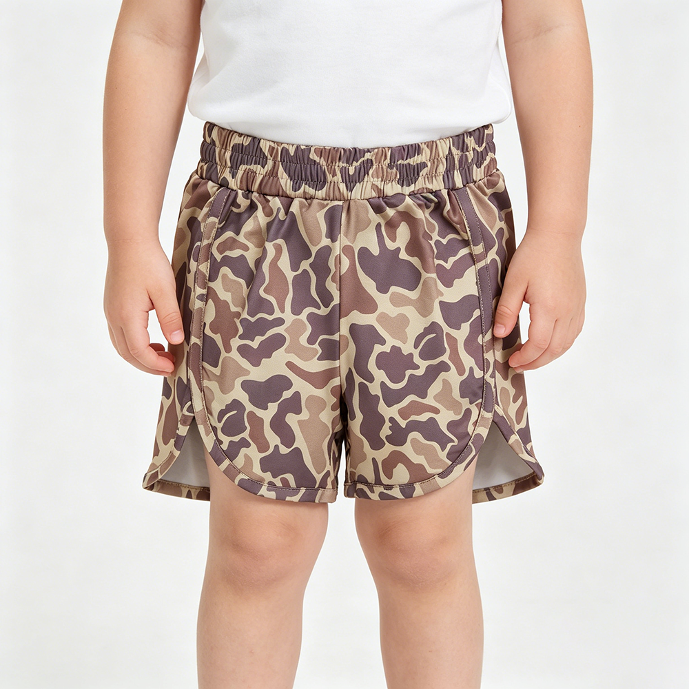 SS0373 Brown Camo Print Girls Bottom Shorts