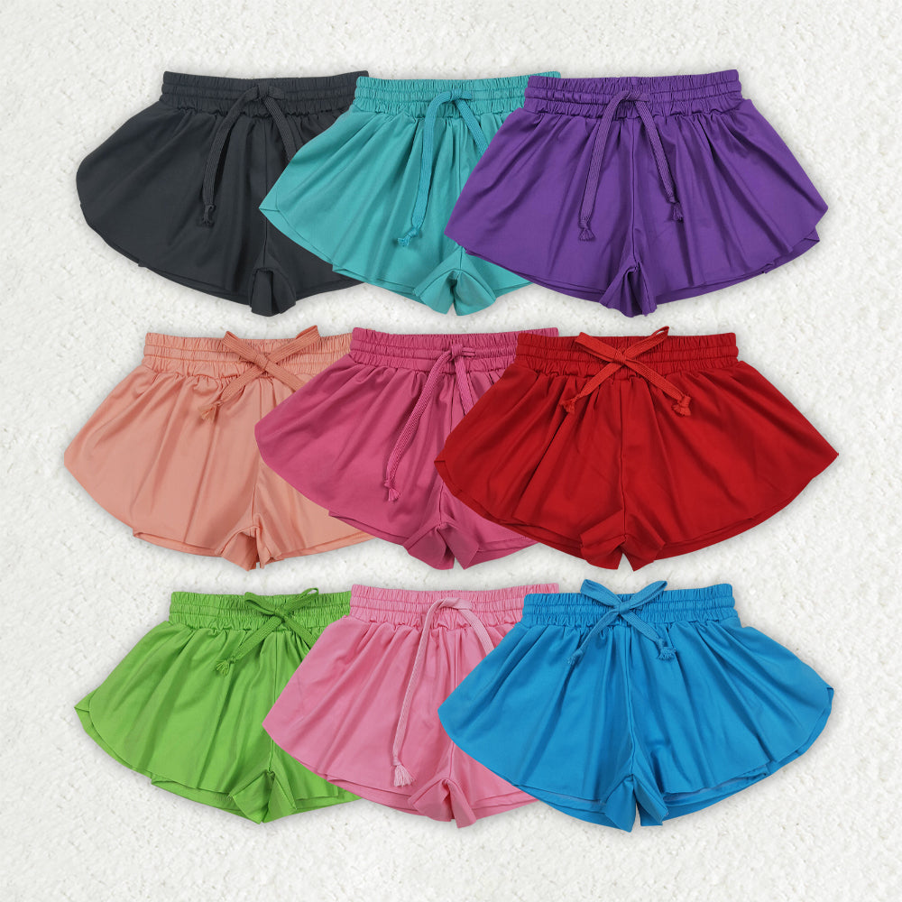 10 Solid Colors Girls Summer Bottom Flutter Yoga Shorts Sibling Matching Wear