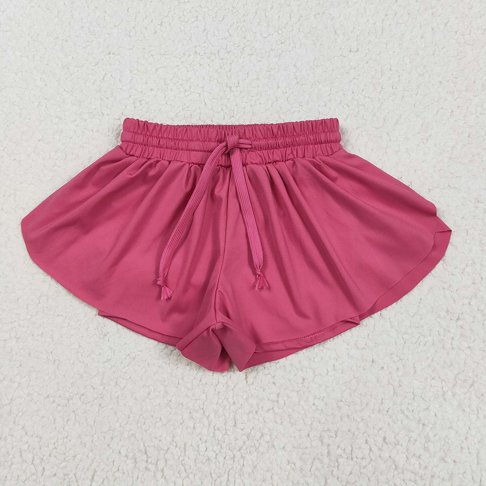 10 Solid Colors Girls Summer Bottom Flutter Yoga Shorts Sibling Matching Wear
