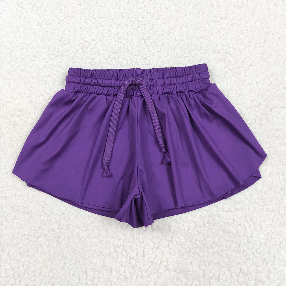 10 Solid Colors Girls Summer Bottom Flutter Yoga Shorts Sibling Matching Wear