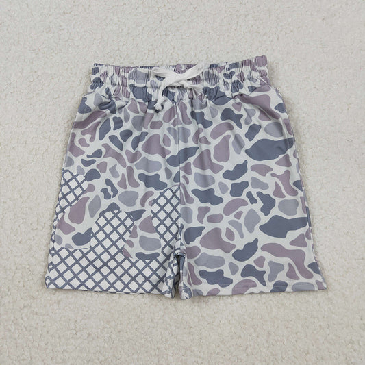 SS0647 Grey Camo Drip Print Kids Bottom Shorts
