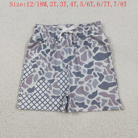 SS0647 Grey Camo Drip Print Kids Bottom Shorts