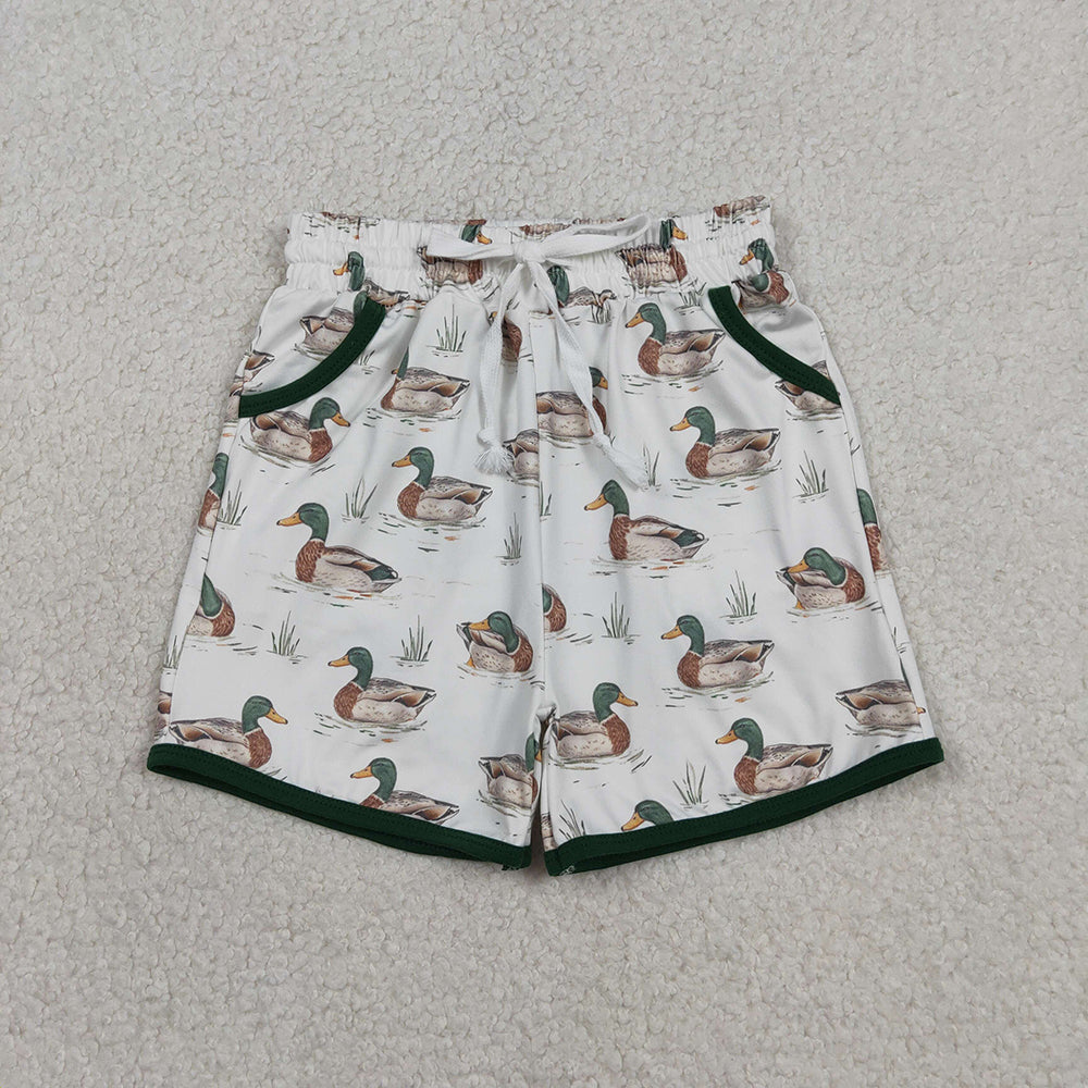 SS0677 Duck Print Pockets Boys Bottom Shorts