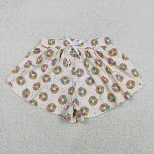 Mama and Me Mardigras Donuts Stripe Yoga Active Ruffle Shorts Bottoms