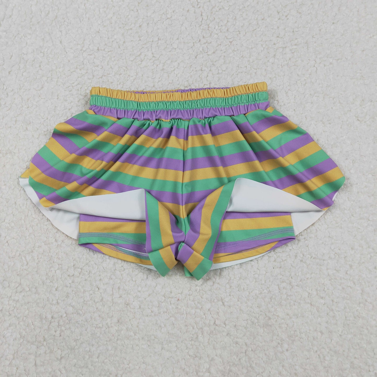 Mama and Me Mardigras Donuts Stripe Yoga Active Ruffle Shorts Bottoms