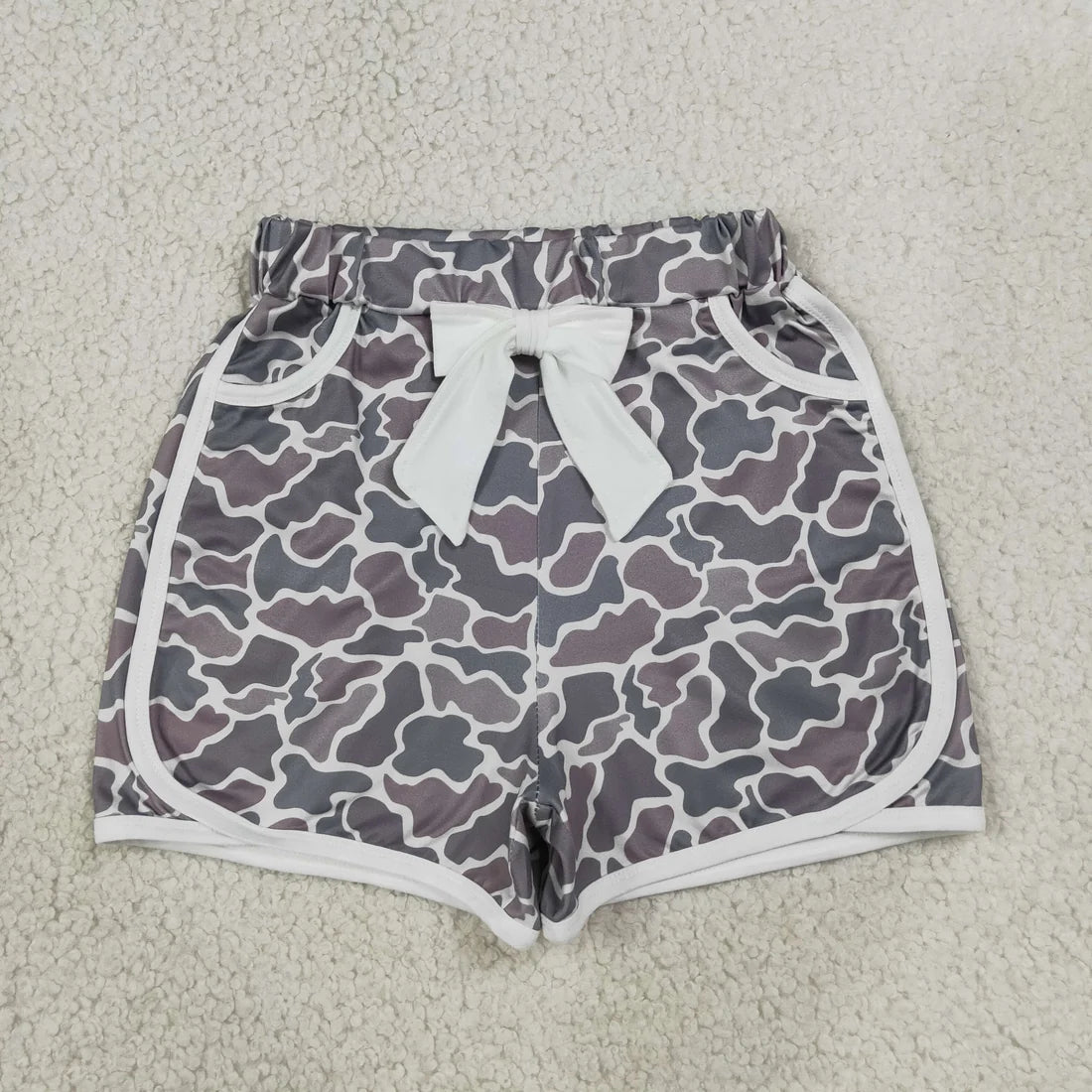 Sibling Baby Girls Hunting Camo Bows Pockets Shorts Bottom