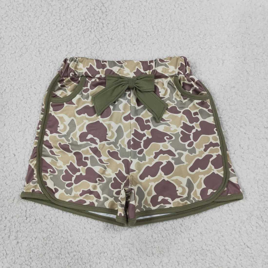 Sibling Baby Girls Hunting Camo Bows Pockets Shorts Bottom