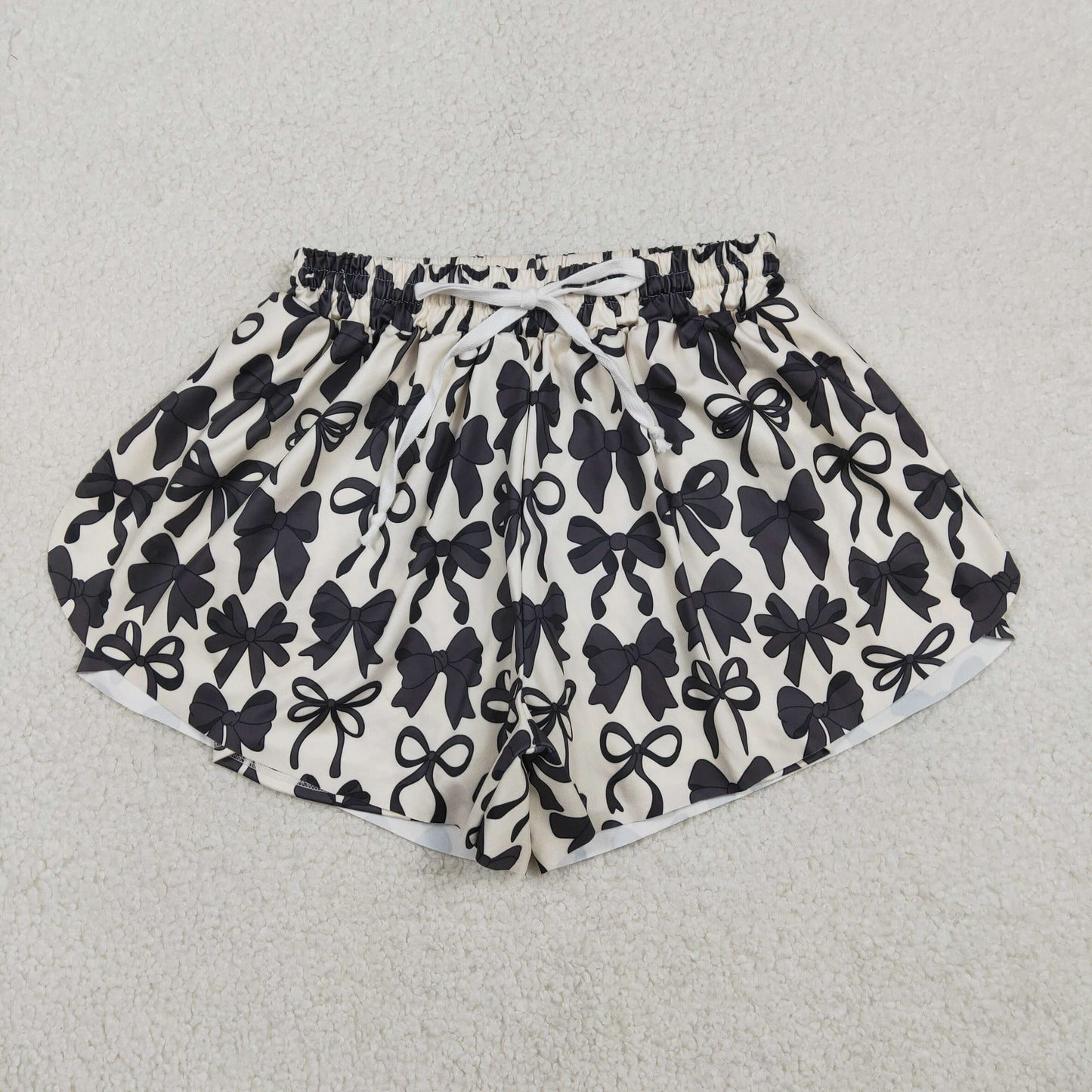 Mama and Me Girls Black Bows Yoga Active Ruffle Shorts Bottom