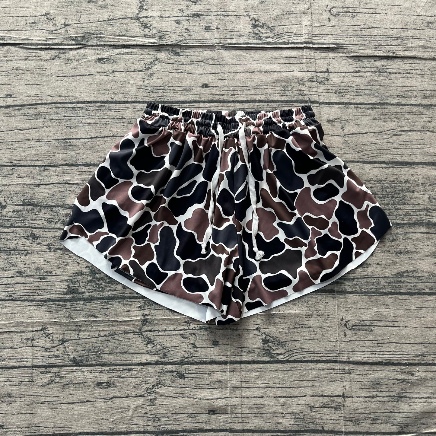 3 Colors Camo Print Mommy and Me Bottom Summer Yoga Flutter Shorts Sibling Wear