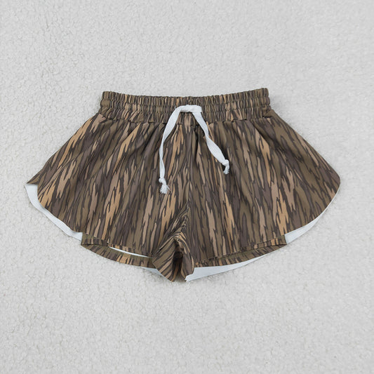 SS0771 Camo Print Girls Bottom Summer Yoga Flutter Shorts