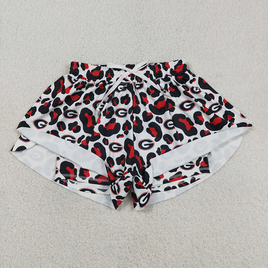 SS0804 Teams Georgia Leopard Print Woman Summer Bottom Yoga Flutter Shorts