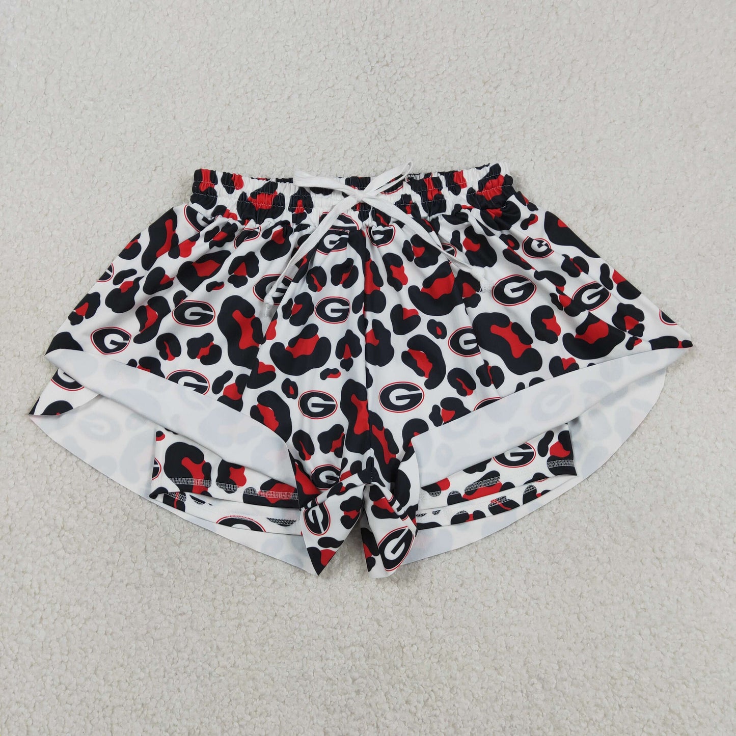 Mama and Me Girls Black Leopard G Team Yoga Active Ruffle Shorts Bottom