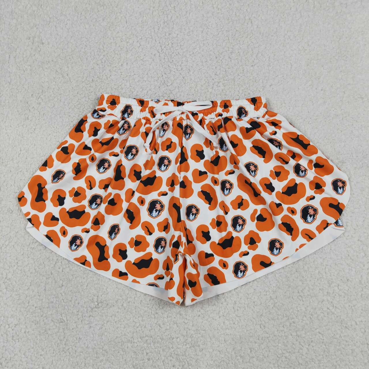 Sport Team  Orange Black Leopard Mommy and Me Bottom Summer Yoga Flutter Shorts Sibling Wear