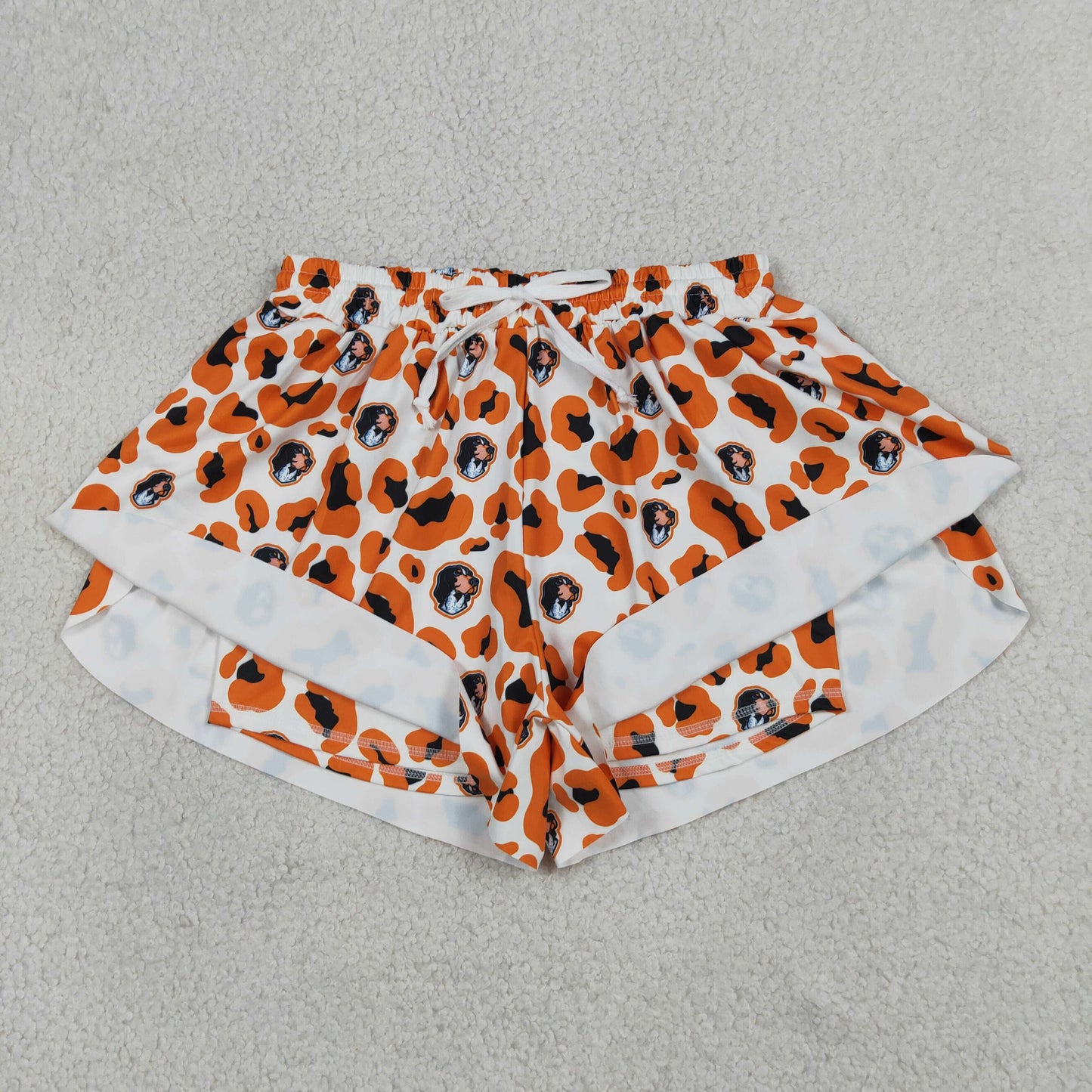 Sport Team  Orange Black Leopard Mommy and Me Bottom Summer Yoga Flutter Shorts Sibling Wear