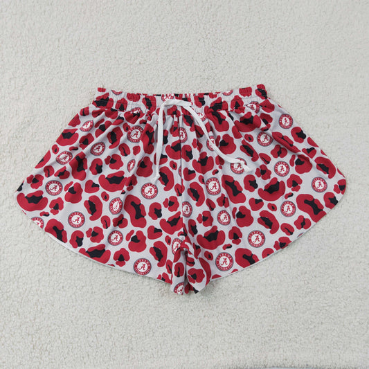 Adult Size Women Sport Team Aalabama Red Leoaprd Ruffle Active Shorts