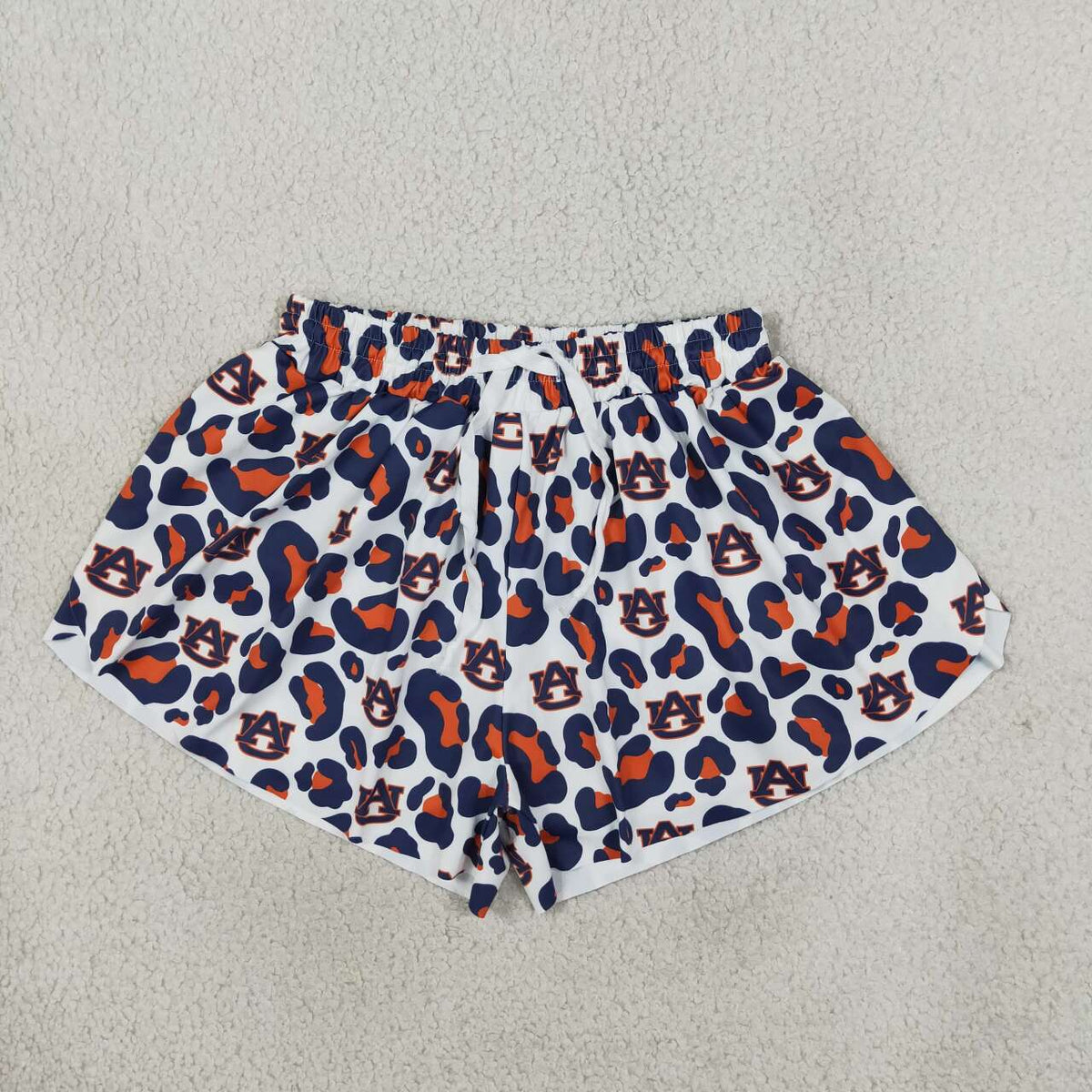 SS0809 Adult Teams Auburn Leopard Print Woman Summer Bottom Yoga Flutter Shorts