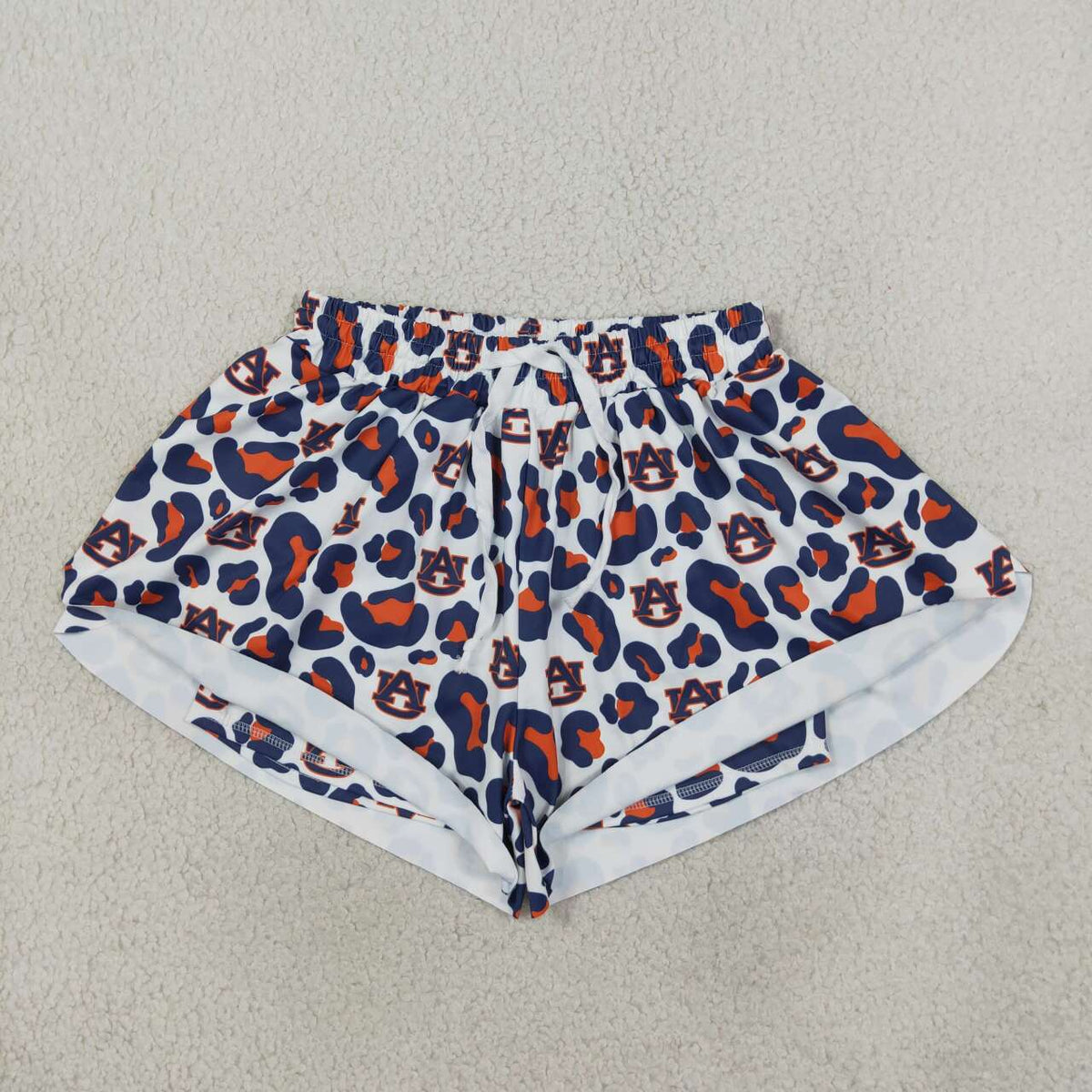 SS0809 Adult Teams Auburn Leopard Print Woman Summer Bottom Yoga Flutter Shorts