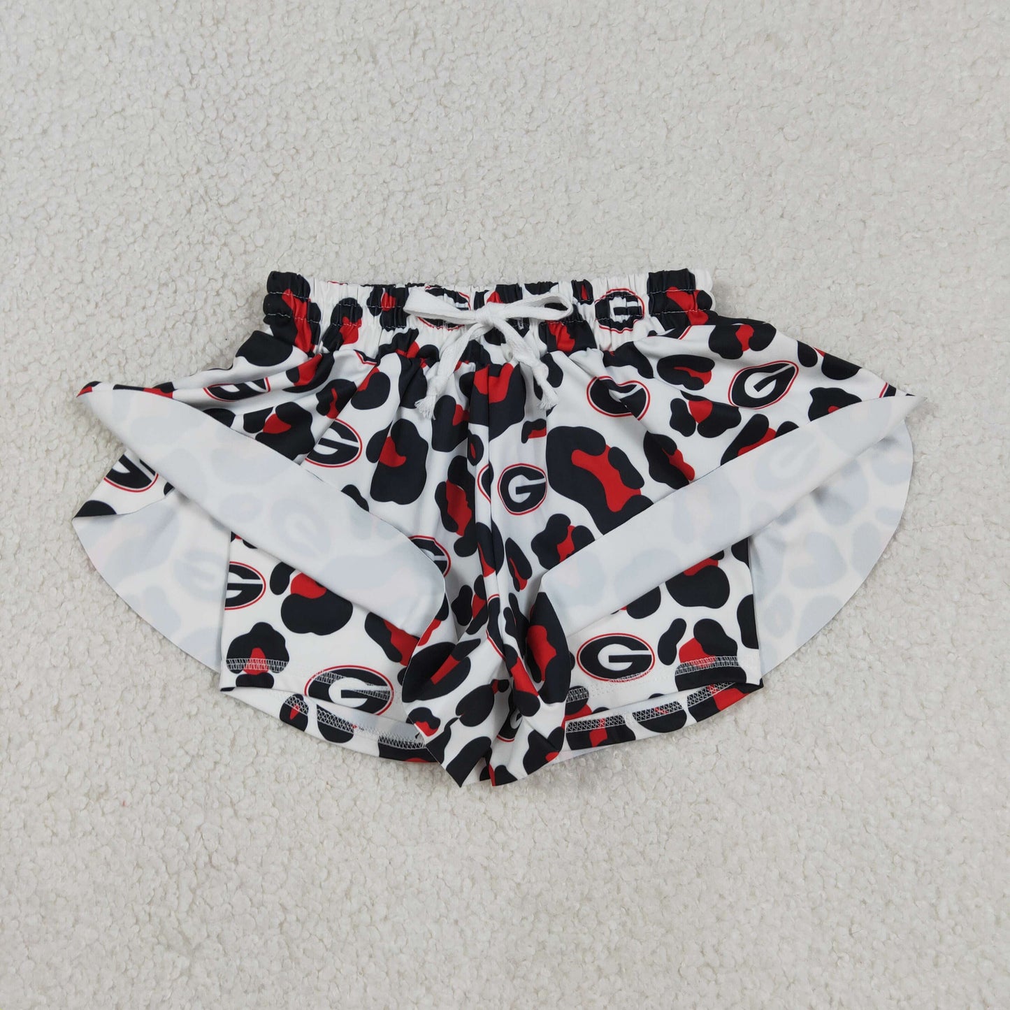 Mama and Me Girls Black Leopard G Team Yoga Active Ruffle Shorts Bottom