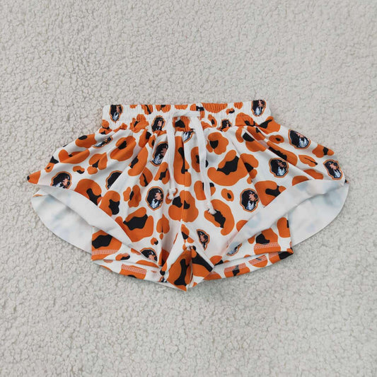 Sport Team  Orange Black Leopard Mommy and Me Bottom Summer Yoga Flutter Shorts Sibling Wear