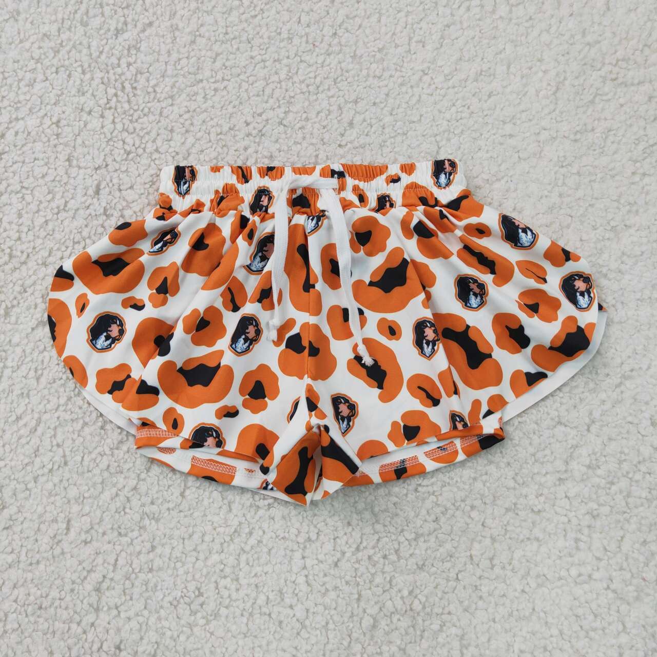 Sport Team  Orange Black Leopard Mommy and Me Bottom Summer Yoga Flutter Shorts Sibling Wear