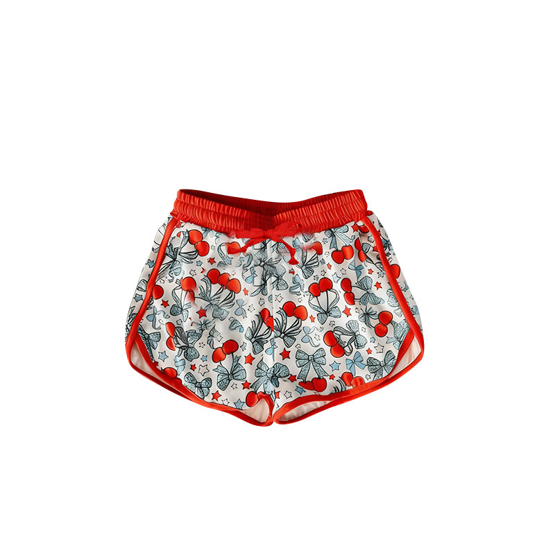 3.20 SS0869 Preorder Cherry Bows Stars Print Girls 4th of July Bottom Shorts