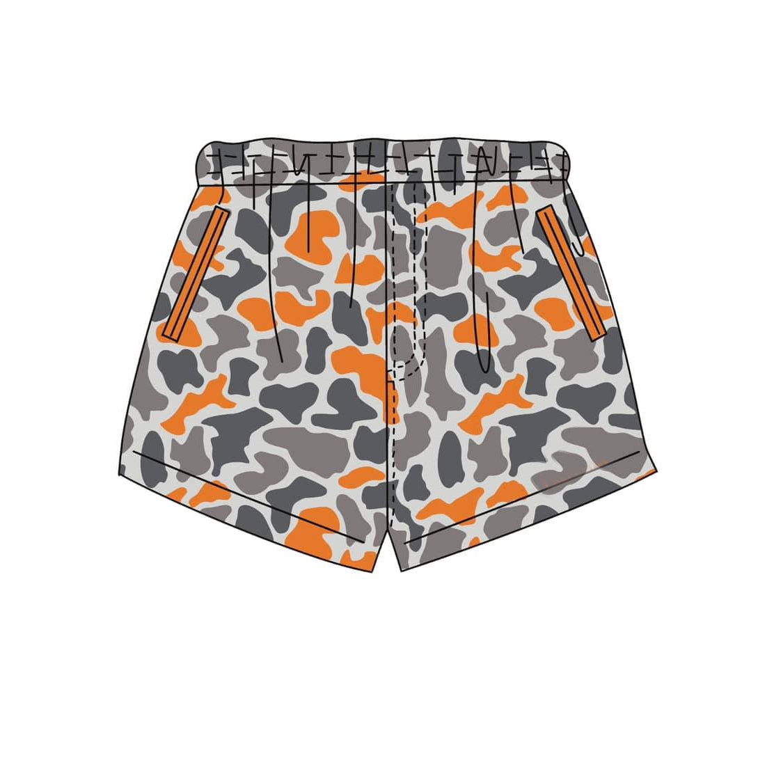 3.26 SS0878 Baby Boys Orange Grey Camo Shorts Outfit Preorder