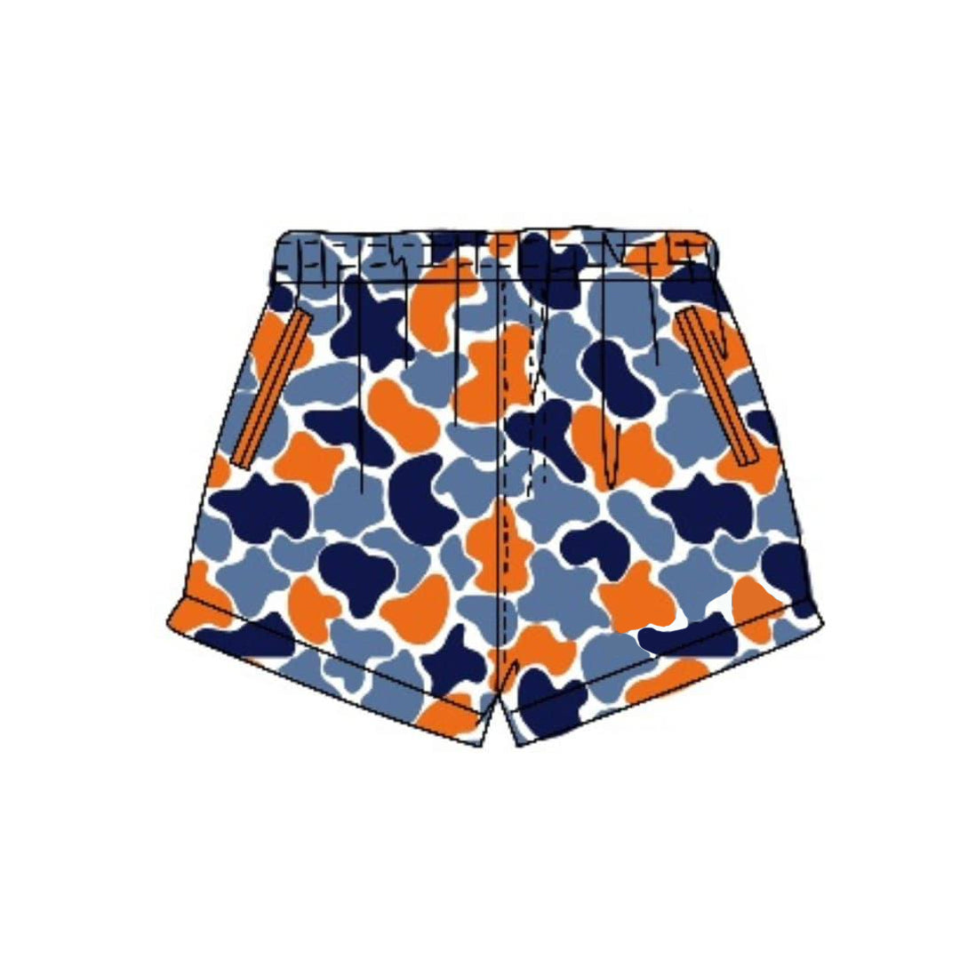 3.26 SS0879 Baby Boys Orange Blue Camo Shorts Preorder