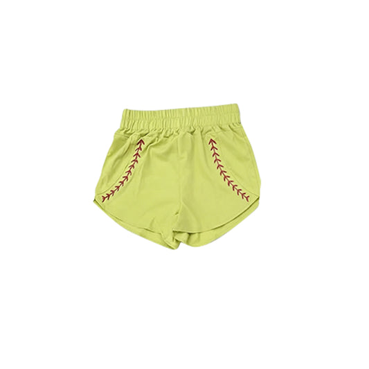4.23  Kids Girls Lime Green Baseball Stitch Shorts Preorder