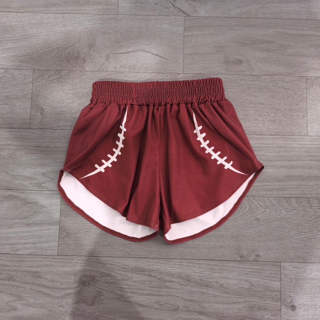 4.23  Kids Girls Brown Baseball Stitch Shorts Preorder