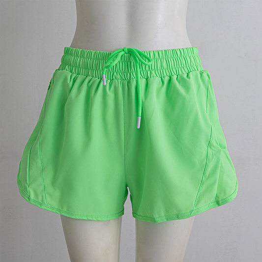4.29 Kids Girls Light Neon Green Elastic Waist Active Shorts Preorder