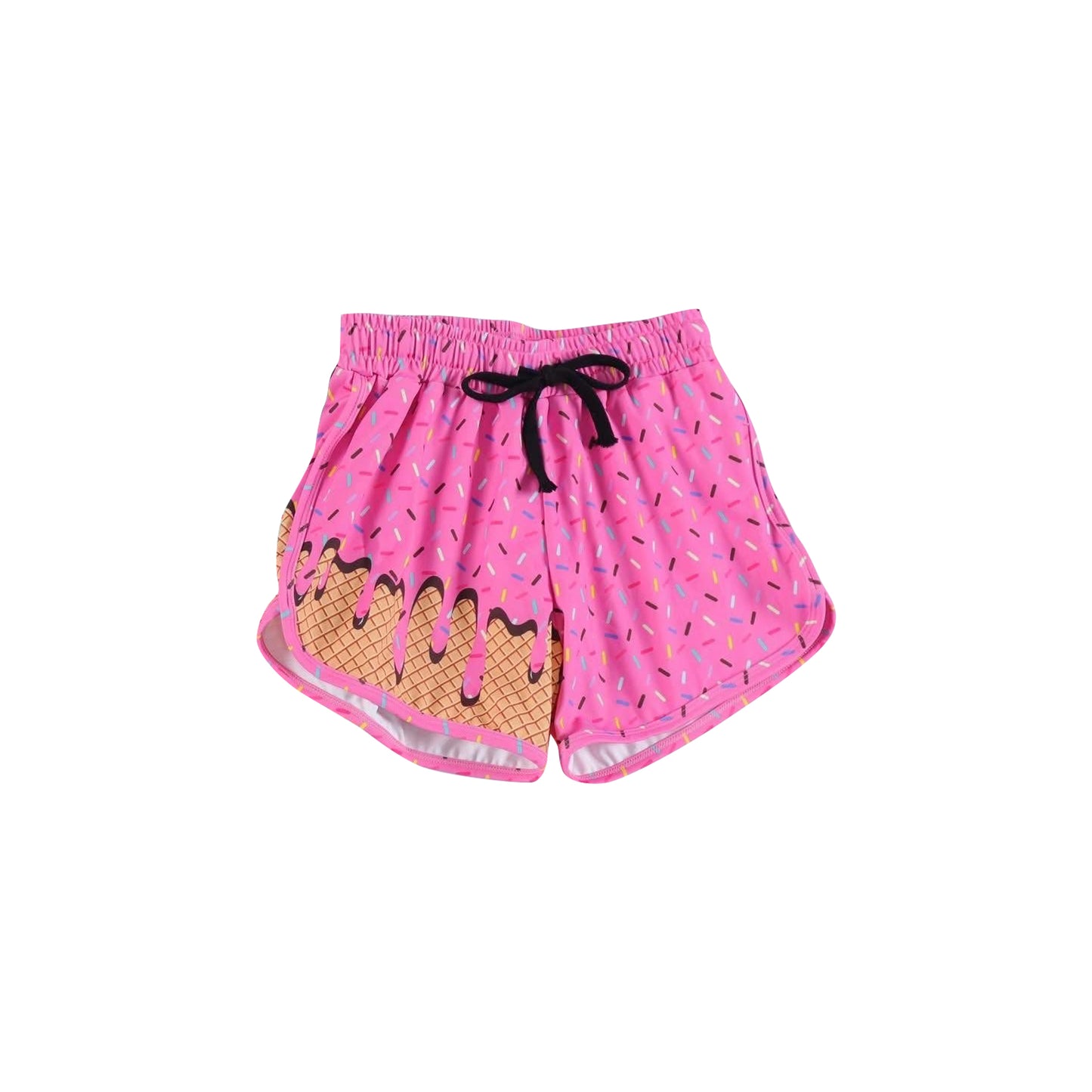 5.5 Kids Hot Pink Ice Cream Sprinkle Elastic Waist Shorts with Drawstring Preorder