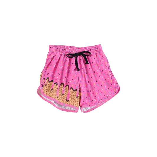 5.5 Kids Hot Pink Ice Cream Sprinkle Elastic Waist Shorts with Drawstring Preorder