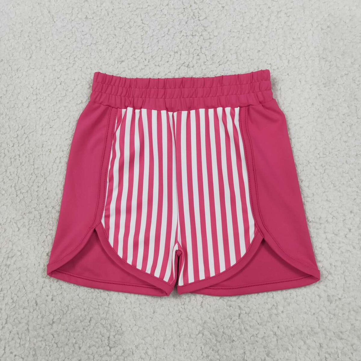 SS0949 Hot Pink Stripes Print Girls Bottom Yoga Shorts