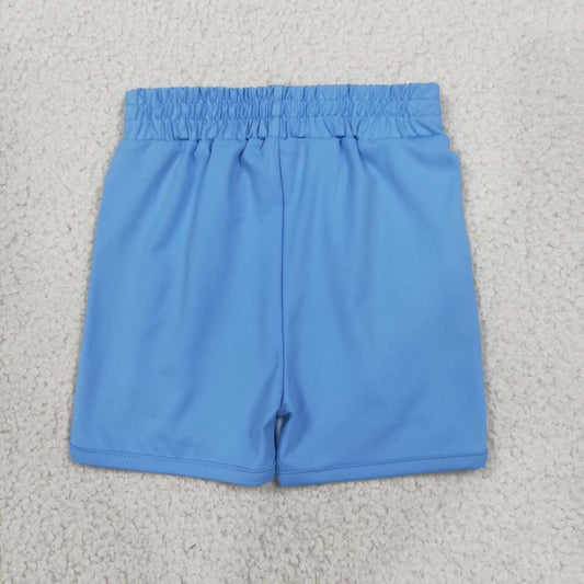 SS0950 Blue Stripes Print Girls Bottom Yoga Shorts