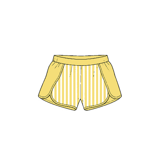7.21 Preorder SS0965 Yellow Stripes Print Girls Bottom Yoga Shorts