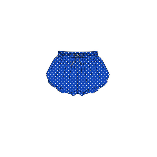 7.24 Preorder SS0966 Blue Dots Print Girls Bottom Yoga Flutter Shorts