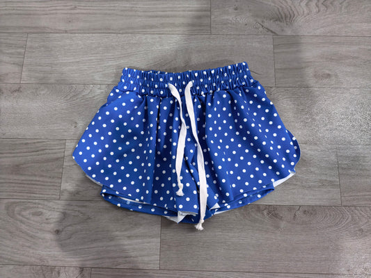 7.24 Preorder SS0966 Blue Dots Print Girls Bottom Yoga Flutter Shorts