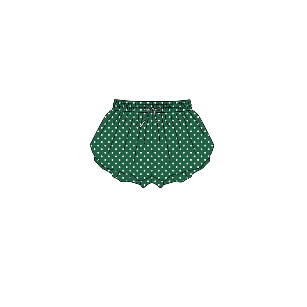 7.24 Preorder SS0967 Green Dots Print Girls Bottom Yoga Flutter Shorts