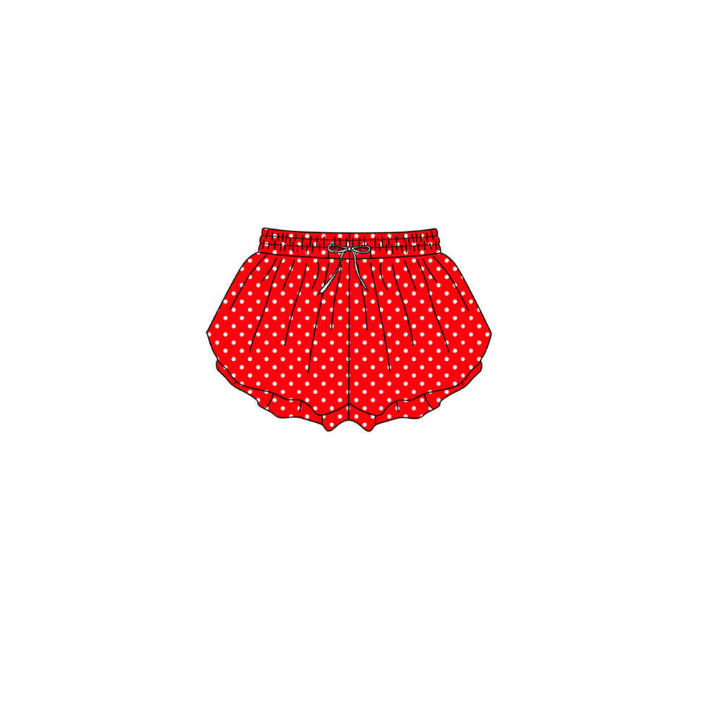 7.24 Preorder SS0970 Red Dots Print Girls Bottom Yoga Flutter Shorts