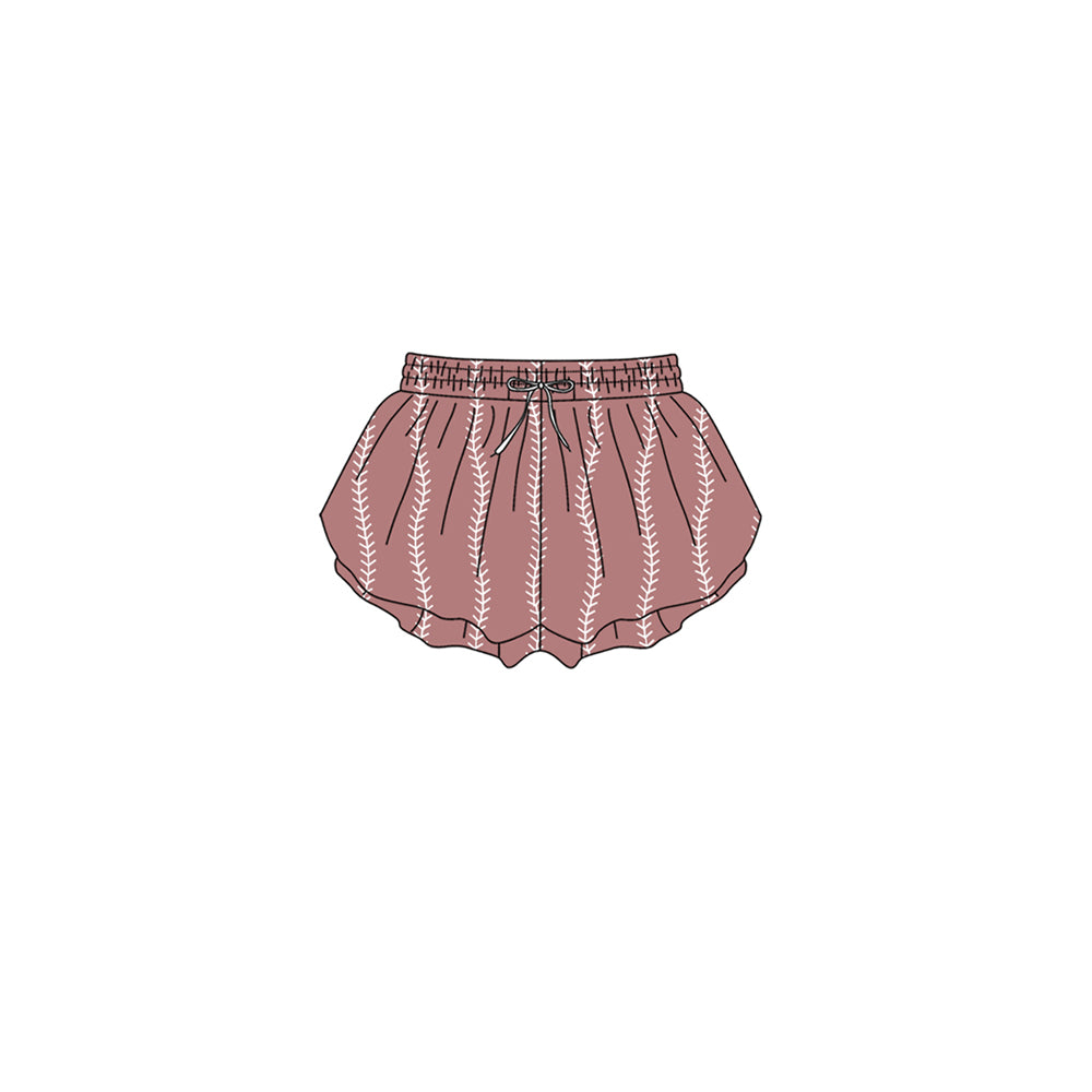 7.24 Preorder SS0972 Football Print Girls Bottom Yoga Flutter Shorts