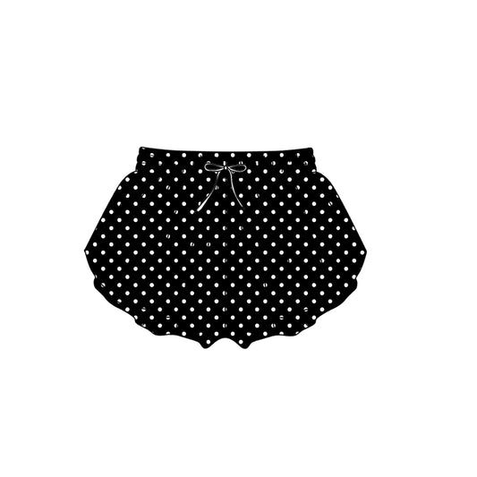7.24 SS0975 Preorder Black Dots Print Woman Bottom Yoga Flutter Shorts