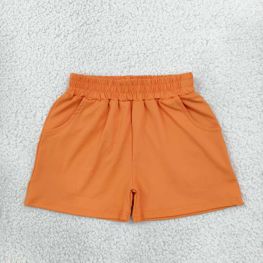 SS0980 Orange Color Pockets Girls Active Bottom Yoga Shorts