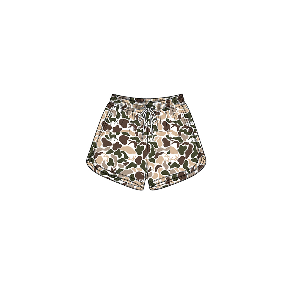 8.1 SS0984 Preorder Brown Khaki Camo Print Girls Bottom Yoga Pockets Shorts