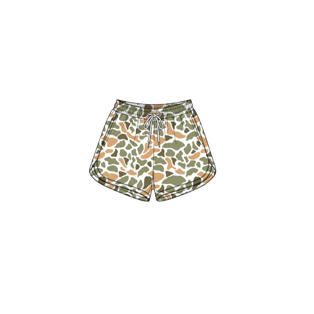 8.1 SS0985 Preorder Orange Green Camo Print Girls Bottom Yoga Pockets Shorts