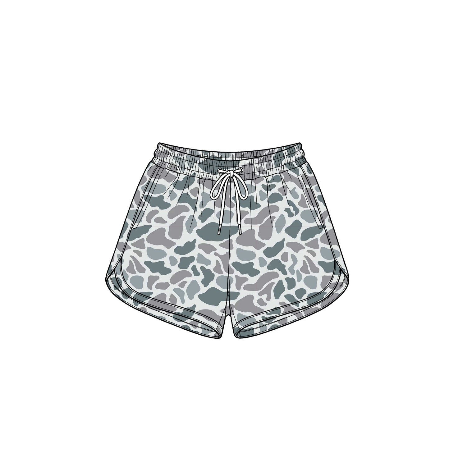 8.1 SS0987 Preorder Adult Grey Camo Print Woman Bottom Yoga Pockets Shorts