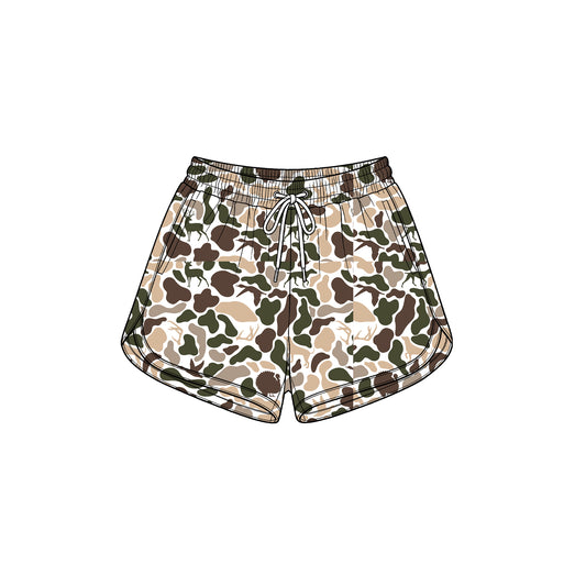 8.1 SS0989 Preorder Adult Brown Khaki Camo Print Woman Bottom Yoga Pockets Shorts