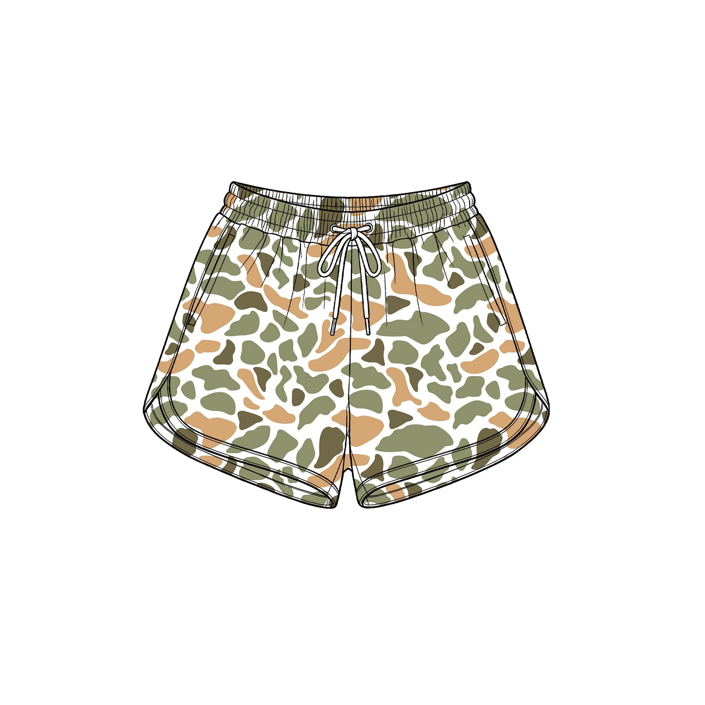 8.1 SS0990 Preorder Adult Orange Green Camo Print Woman Bottom Yoga Pockets Shorts